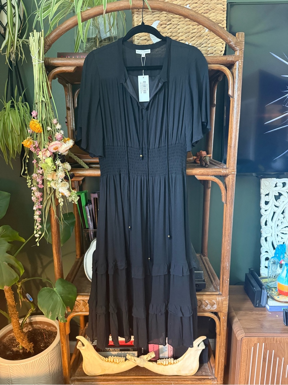 The Baltic Born Spell Boho Midi Dress in Black
